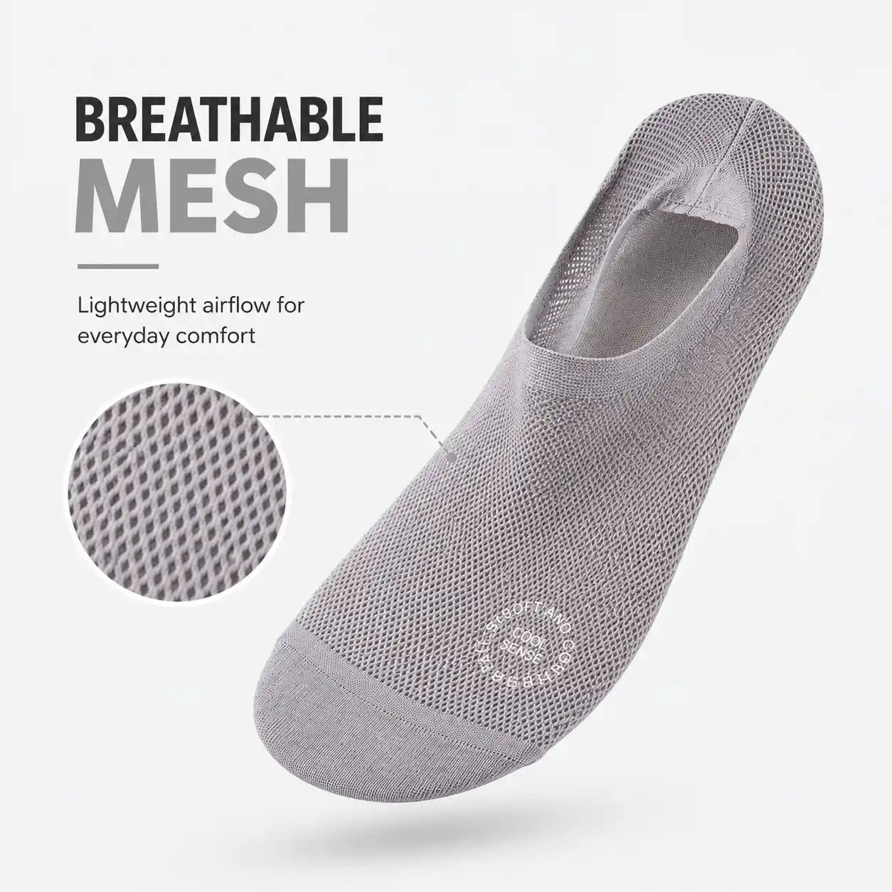 Breathable No-Show Mesh Socks | Anti-Slip Silicone Low Cut Socks | 6-Pair Invisible Grip Socks Pack